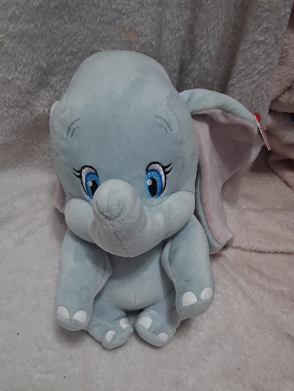Ty Light Blue Elephant Plush with Blue Eyes